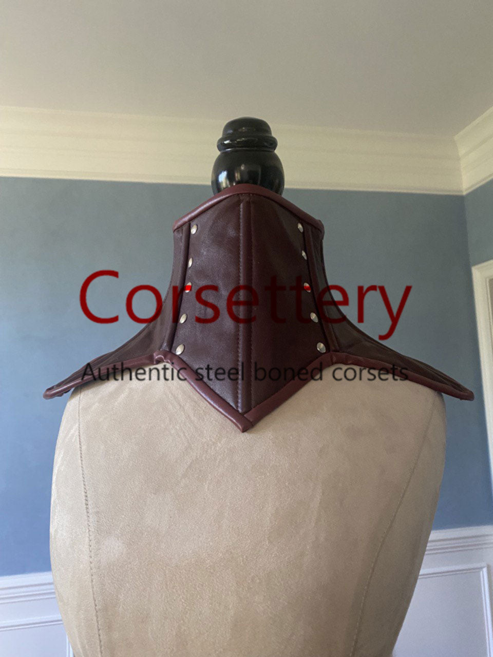 Real leather corsetted collar, further view