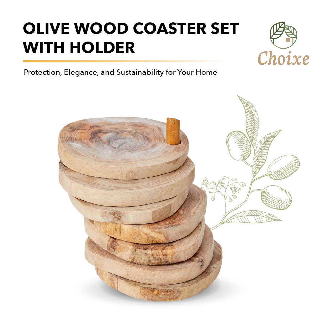 Olive Wood Coaster Set
