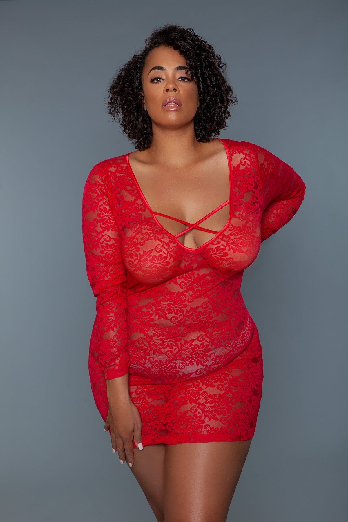 Lynn long-sleeve lace chemise