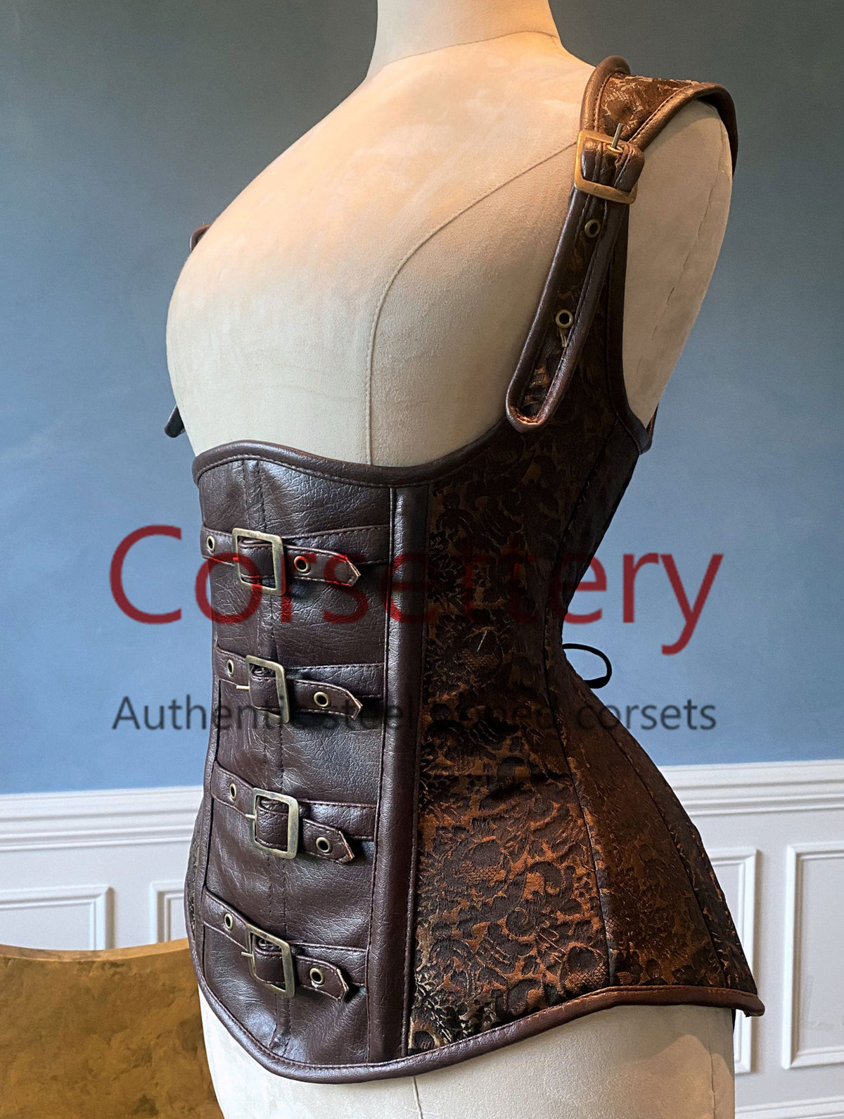 Real leather gothic corset vest, further view