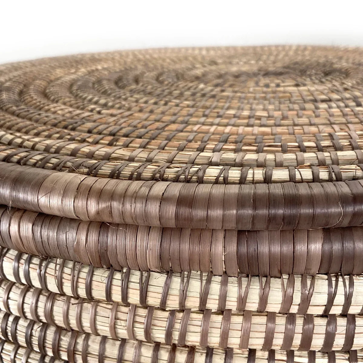 Lidded Floor Basket, Brown