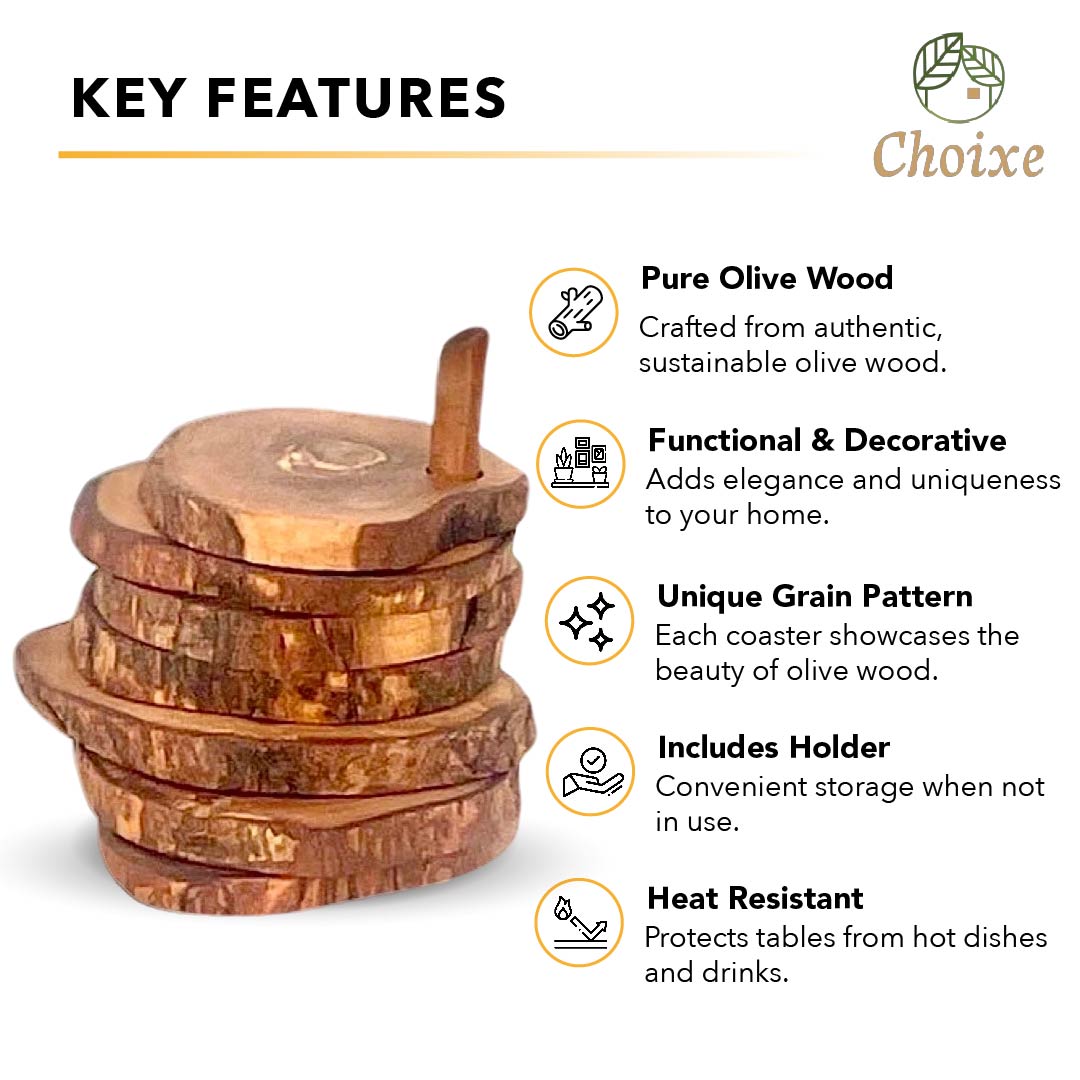 Olive Wood Coaster Set