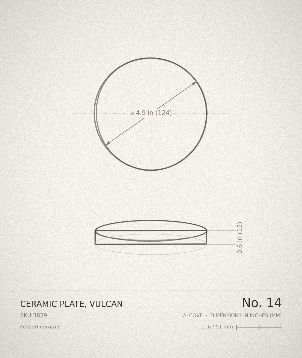 Ceramic Plate, Vulcan — technical drawing