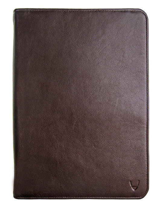 Full-grain vegetable-tanned leather portfolio in brown