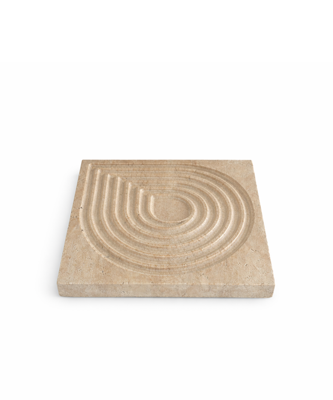 Carved travertine catch-all tray