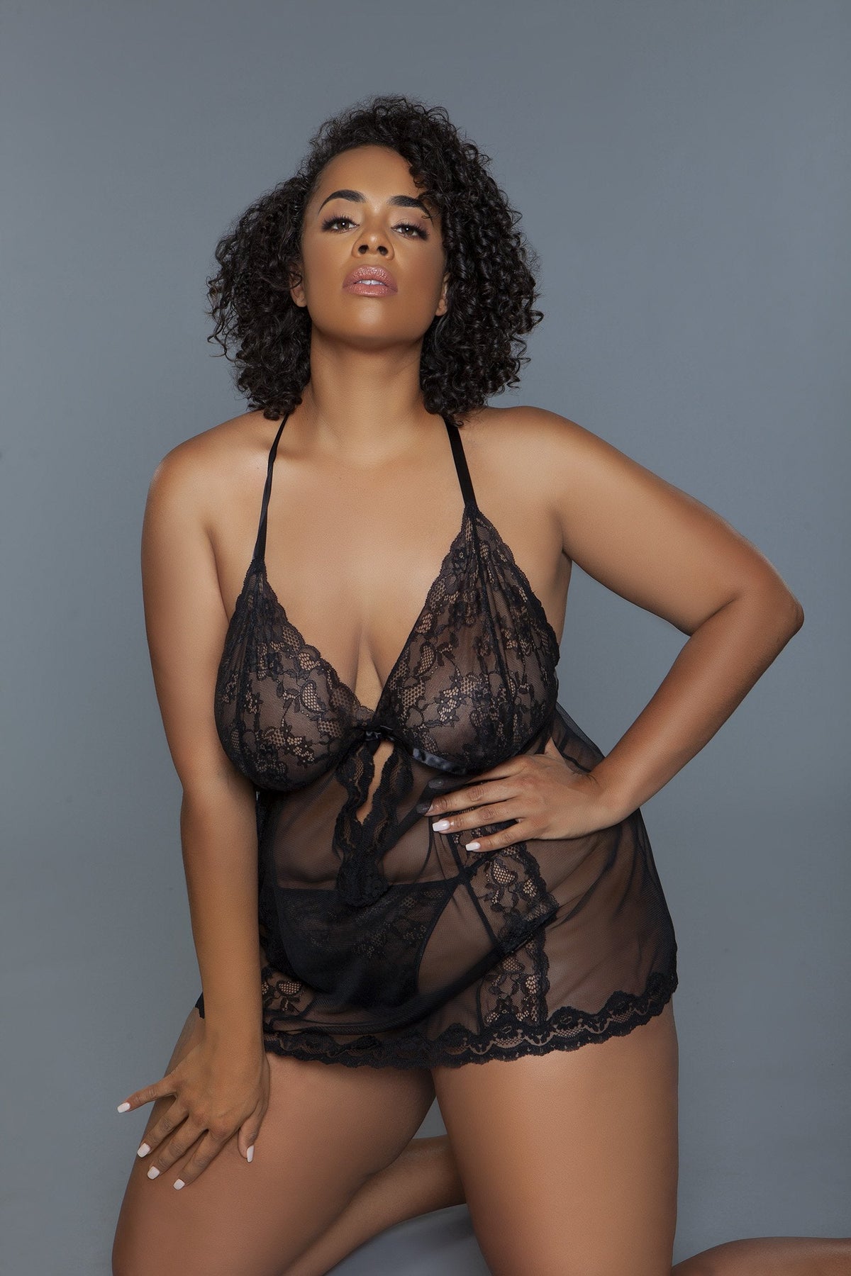 Bridgette floral lace babydoll, further view