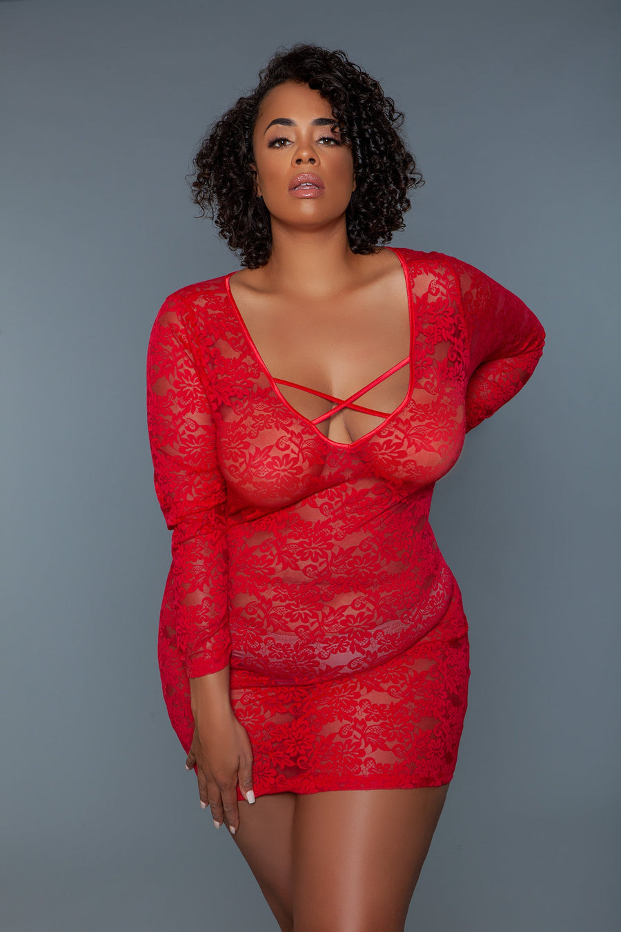 Lynn long-sleeve lace chemise
