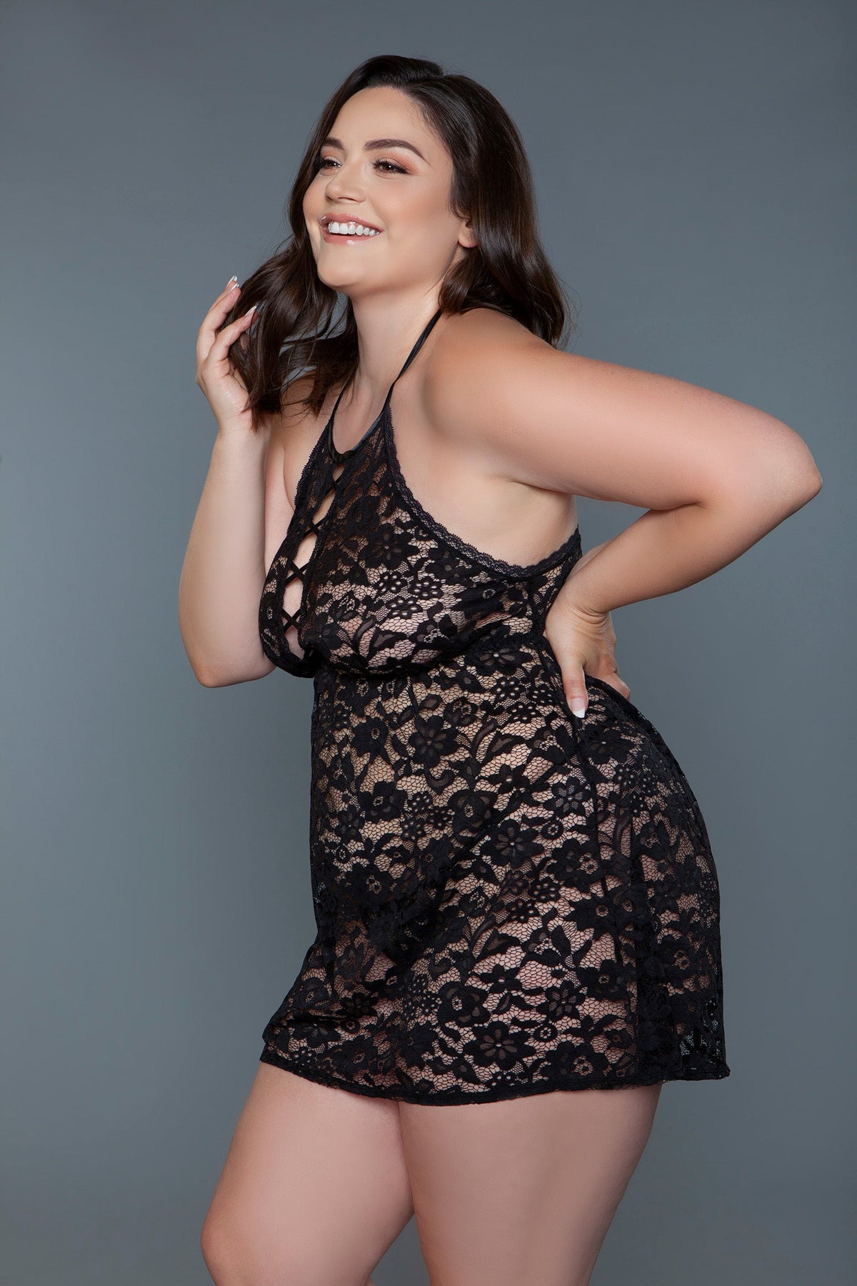 Rue halter chemise and thong, side view