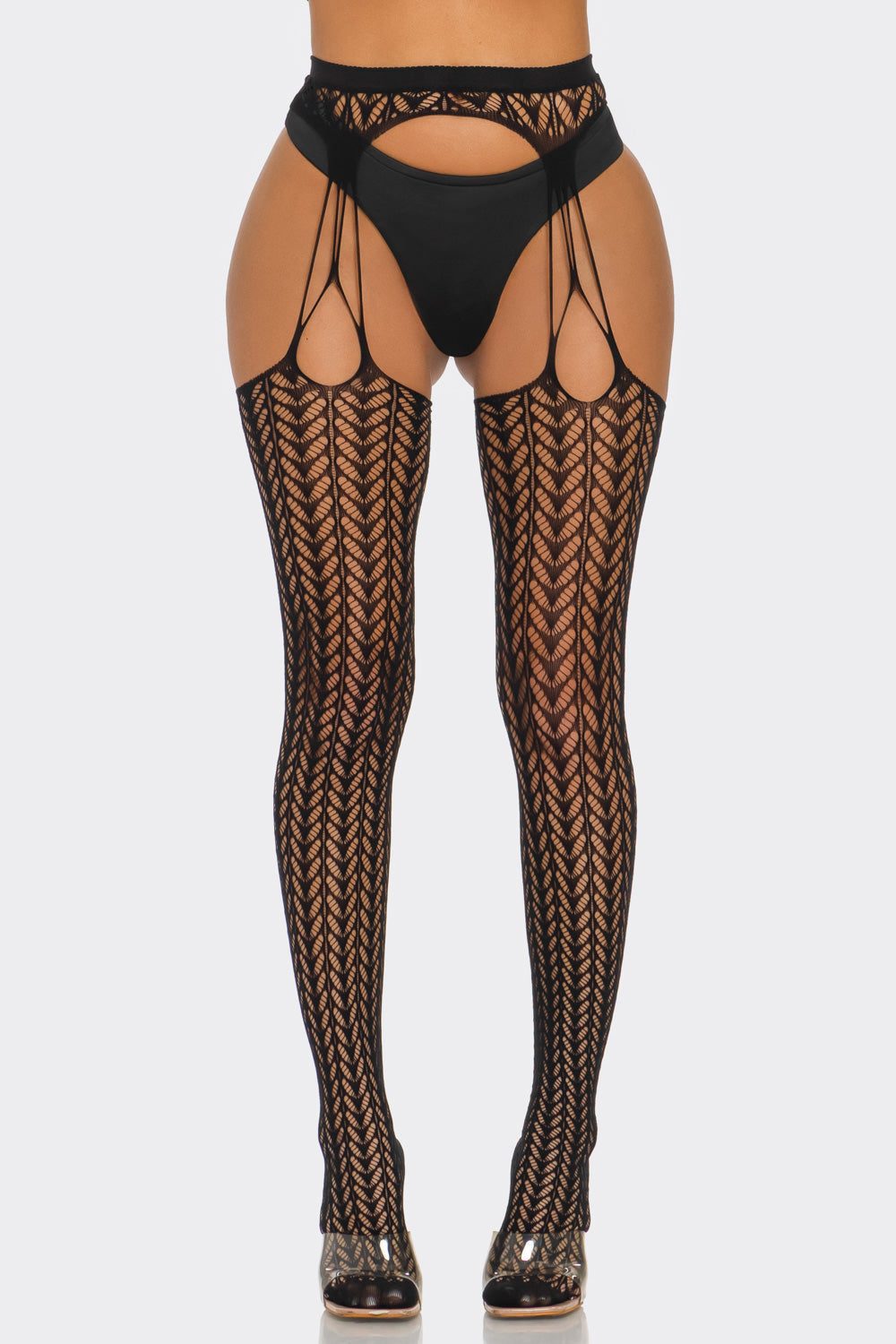 Cheeky chevron tights in black