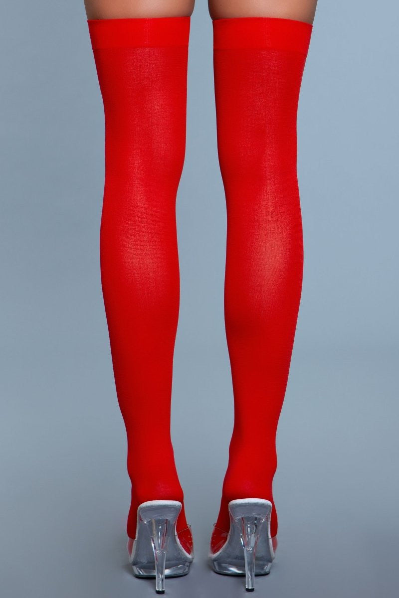 Opaque nylon thigh highs in black