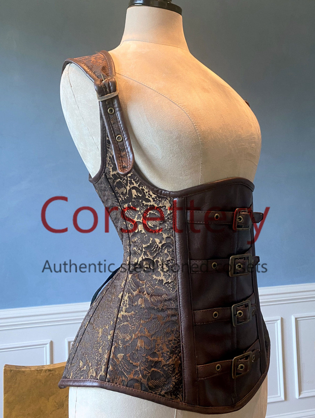 Real leather gothic corset vest, further view
