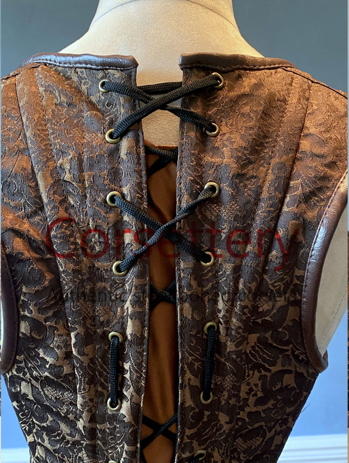 Real leather gothic corset vest, further view