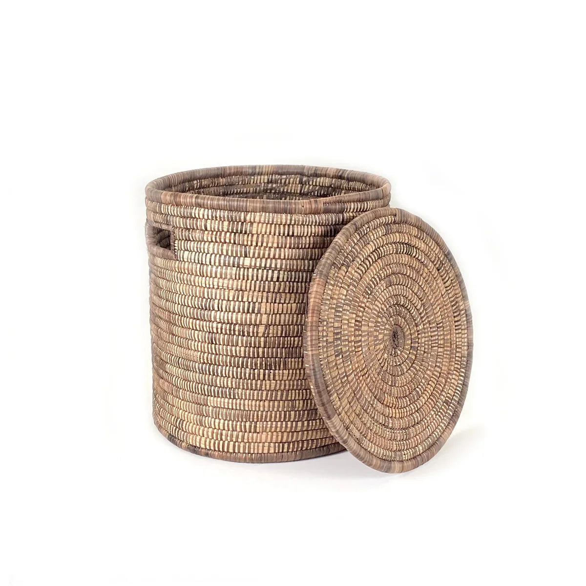 Lidded Floor Basket, Brown