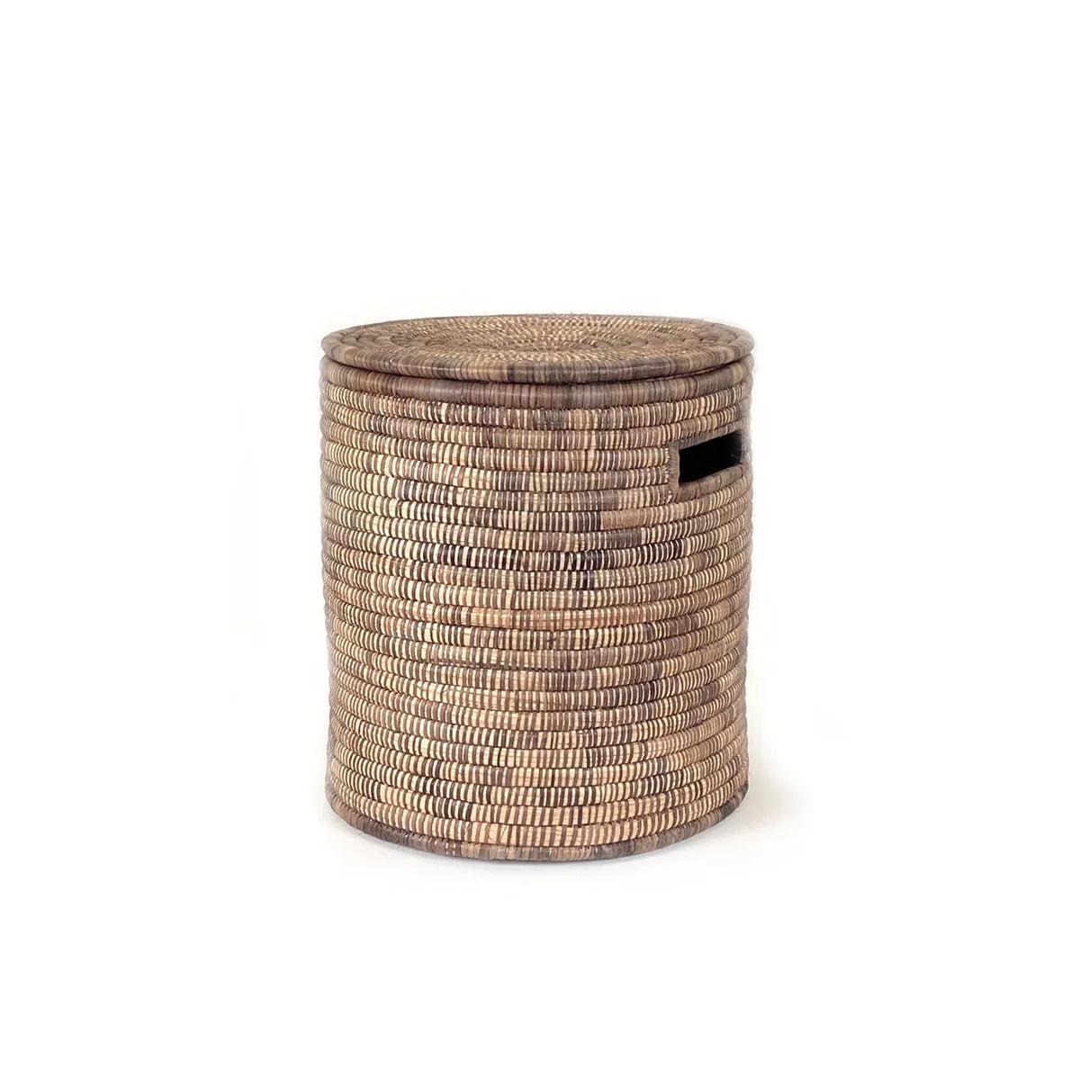 Lidded Floor Basket, Brown