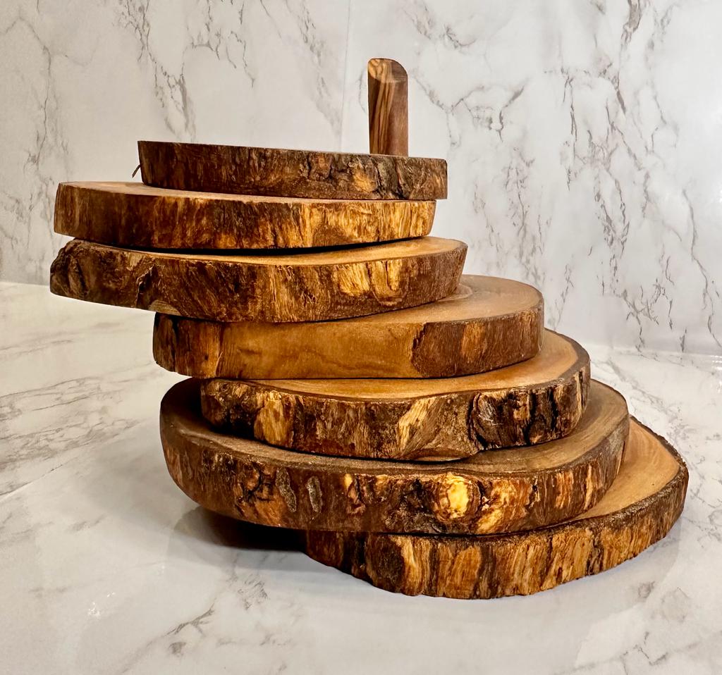 Olive Wood Coaster Set
