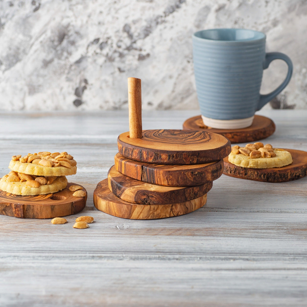 Olive Wood Coaster Set