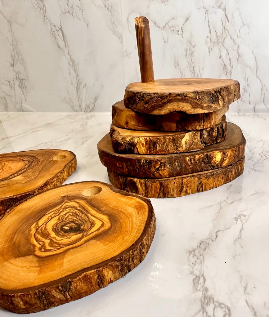 Olive Wood Coaster Set