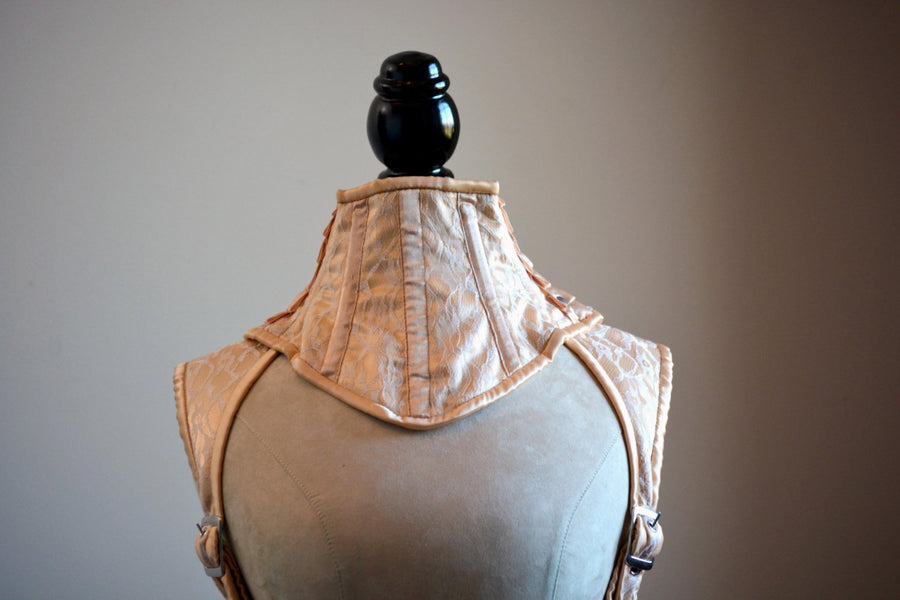Satin and mesh corsetted collar
