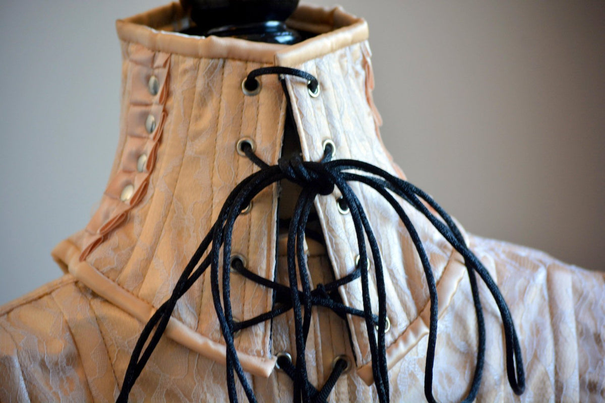 Satin and mesh corsetted collar, further view