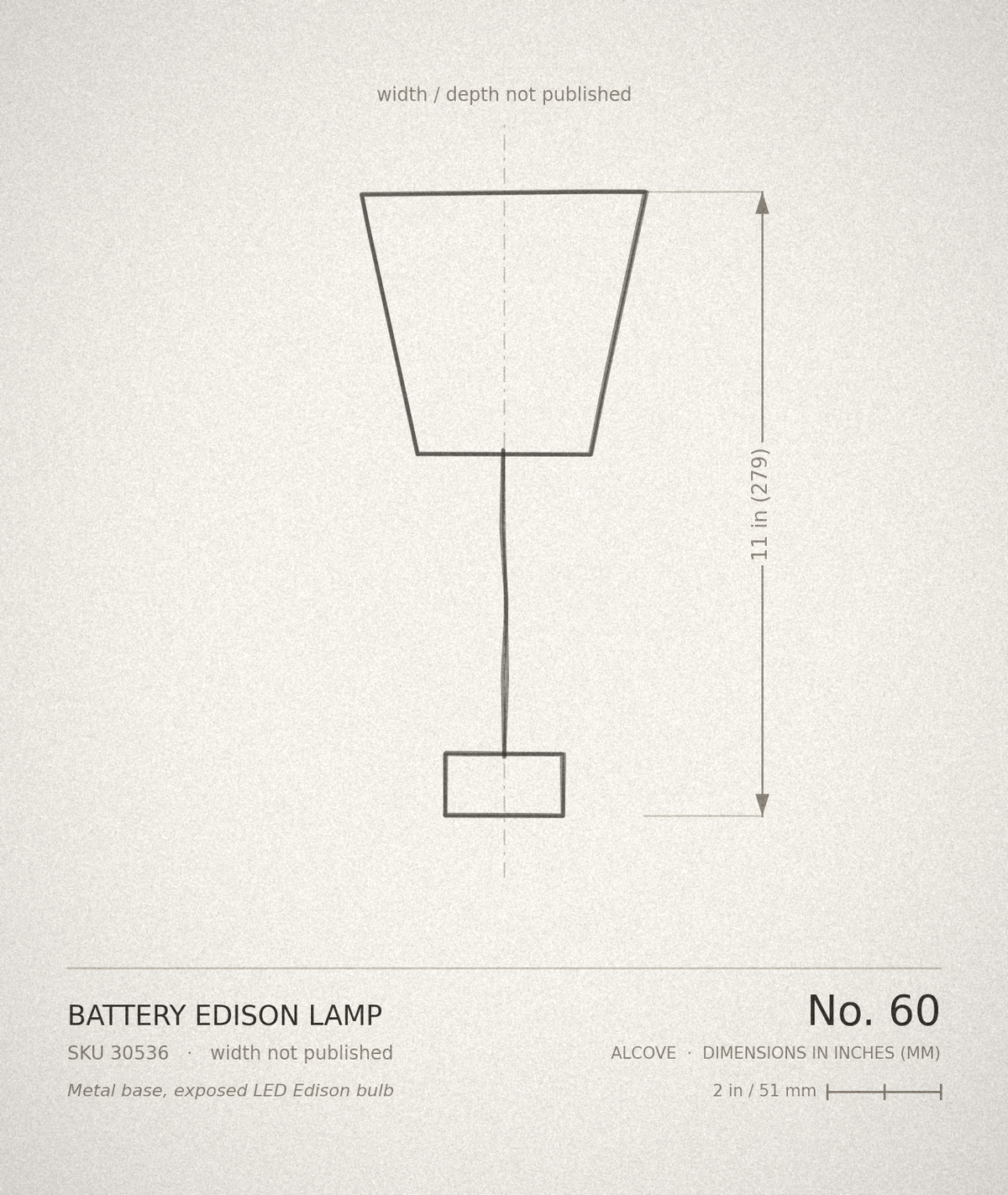 Battery Edison Lamp — technical drawing
