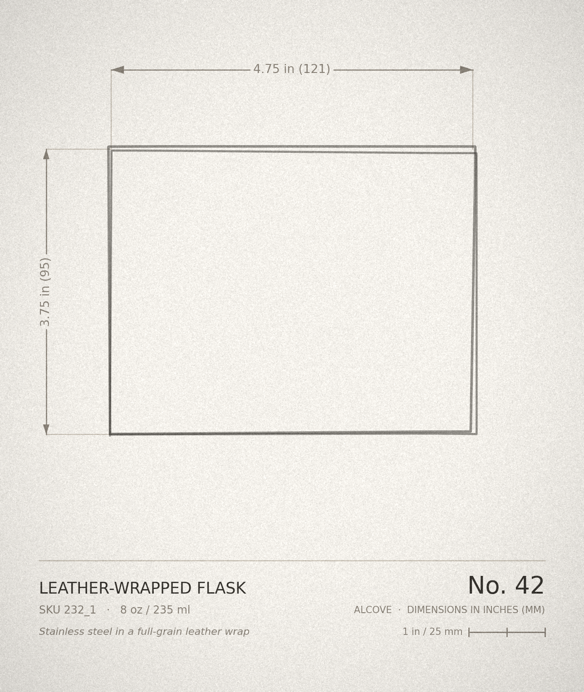 Leather-Wrapped Flask — technical drawing